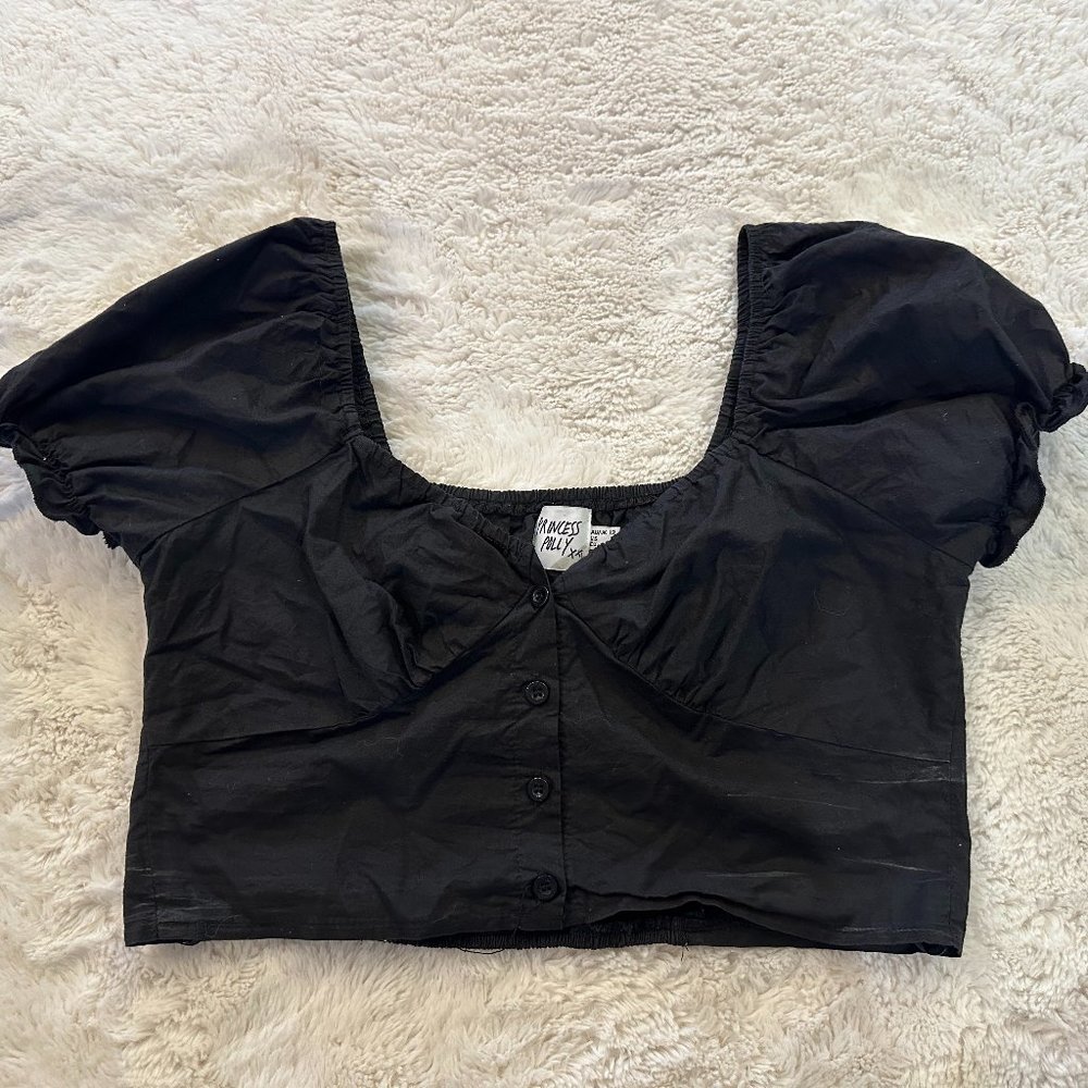 Princess Polly Women's Black Linen Blouse